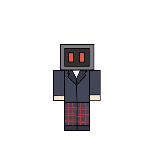 a flat color animated emote of Oohwo's Minecraft skin jumping in a cheer